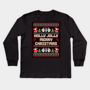 Holly Jolly Merry Christmas Kids Long Sleeve T-Shirt